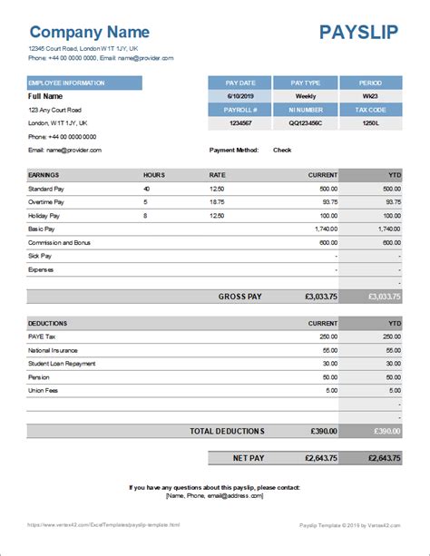 Download The Payslip Template From Payroll Template