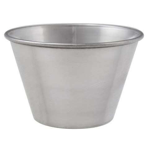 Choice 4 Oz Smooth Stainless Steel Round Sauce Cup