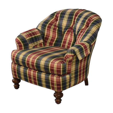 78 Off Clayton Marcus Tufted Barrel Back Accent Chair With Ottoman