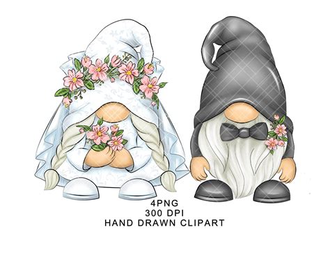 Wedding Gnome Png Clipart Bride And Groom Cute Gonk Ukraine Etsy