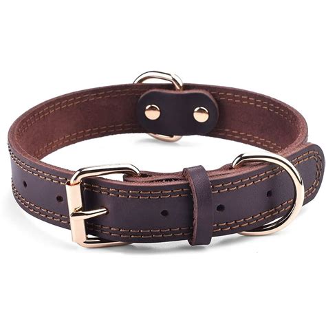Windfall Faux Leather Dog Collar Durable Metal Buckle Round Pet Collars