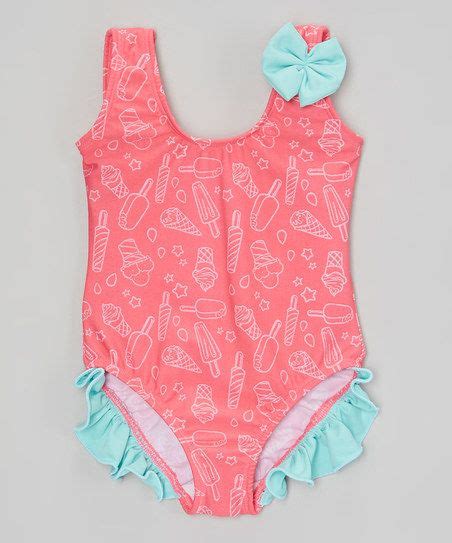 Daisys Swimwear Coral Snacks Ruffle One Piece Infant And Toddler