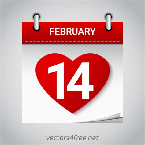 Valentines Day February 14 Heart Calendar Icon Vector Vectors Graphic