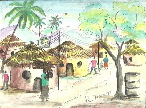 This app teaches you how to draw scenery in simple steps and improve your confidence of drawing and coloring. Paul Iroye IMAGINATIVE COMPOSITION (village scene)