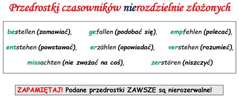 Czasowniki Rozdzielnie Złożone W Języku Niemieckim - Czasowniki nierozdzielnie złożone, występujące w języku niemieckim