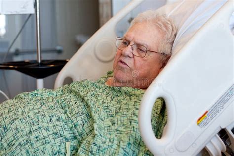 Elderly Male Hospital Patient Is Visiting Stock Photo Image Of Laying