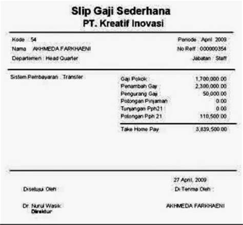 Tidak hanya karyawan saja yang c. contoh slip gaji sederhana | Rencana pembelajaran, Belajar ...