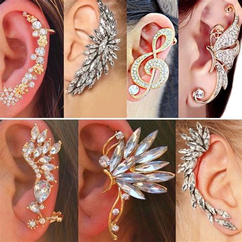 Here at ear jewelry we strive to make you happy. NEW Fashion Crystal Clip Ear Cuff Stud Women Punk Wrap ...