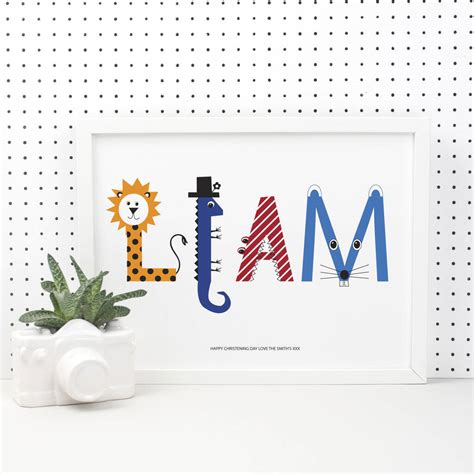 Childrens Name Print With Animal Characters By Karin Åkesson Design