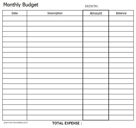 Personal Monthly Budget Template Simple Budget Planner