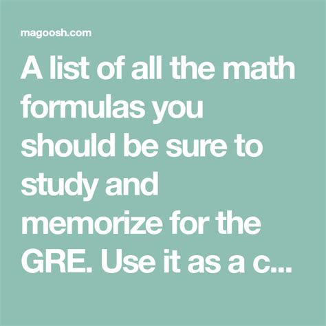 A List Of All The Math Formulas You Should Be Sure To Study And