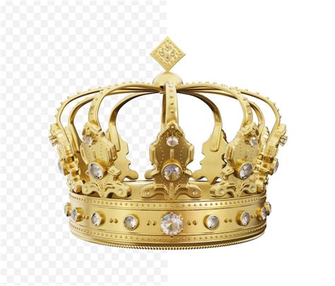 Premium Psd D Royal Golden Crown With Glass Diamonds On Isolated