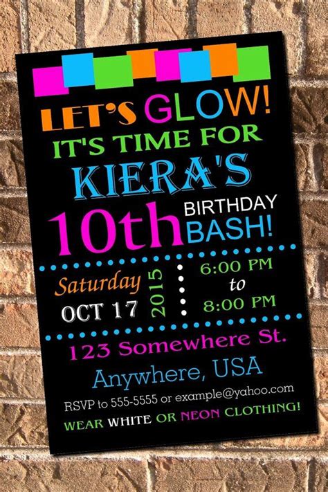 Free Printable Neon Glow Party Invitations Printable Templates