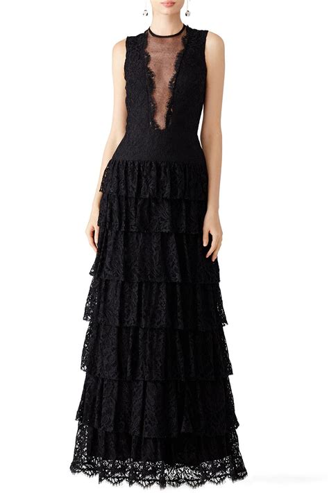 Black Lace Illusion Gown By Nicole Miller For Rent The Runway