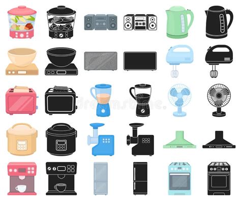 Types Of Household Appliances Cartoonblack Icons In Set Collection For