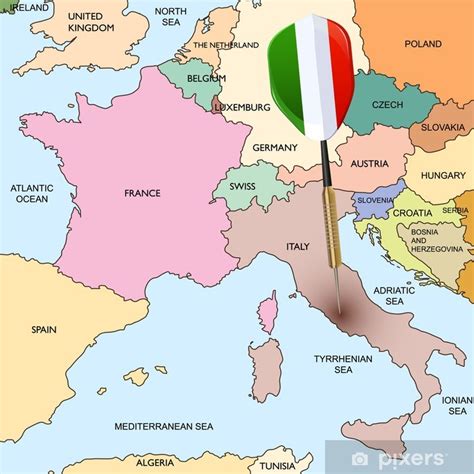 Fotomural Meta Italia Dardo Golpear En Italia En El Mapa De Europa