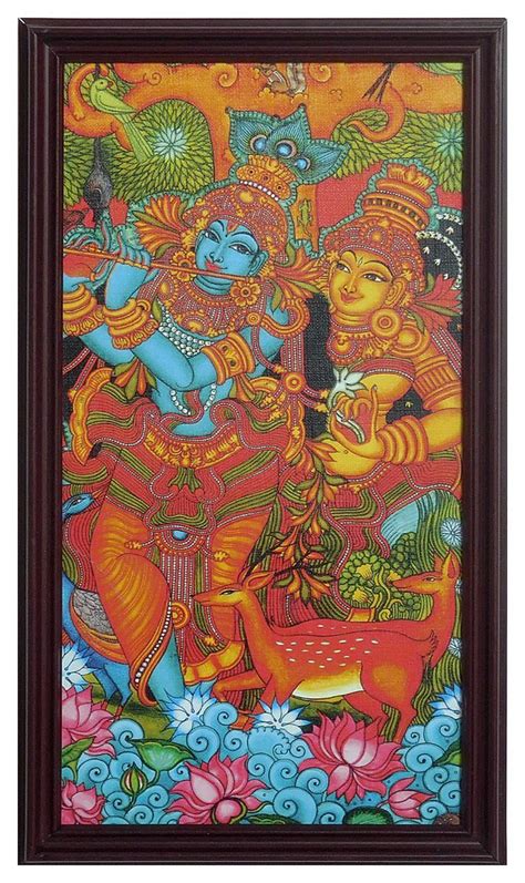 Radha Krishna Framed Picture Mural Painting Kerala Mural Painting