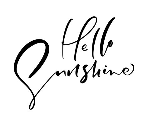 Cute Hello Sunshine Hand Drawn Lettering Calligraphy Vector Text Fun