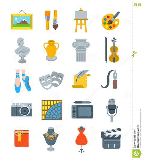 Art And Crafts Flat Vector Icons Set Stock Vector Illustration Of