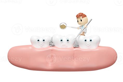 3d Miniature Cartoon Character Dentist With Dentist Mirror Toothbrush