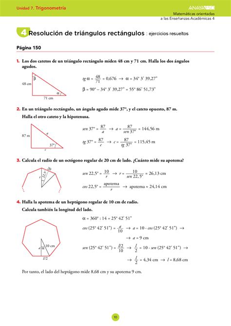 Resolucion De Triángulos Rectangulos Ejercicios Resueltos Exercises