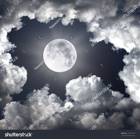 Night Sky Moon Clouds Stock Photo 124415137 Shutterstock