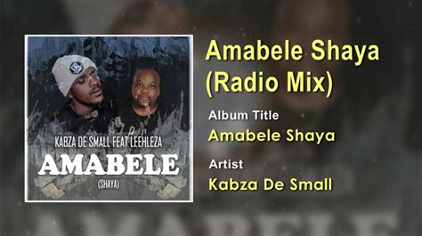Kabza De Small Ft Leehleza Amabele Shaya Radio Mix Official Song
