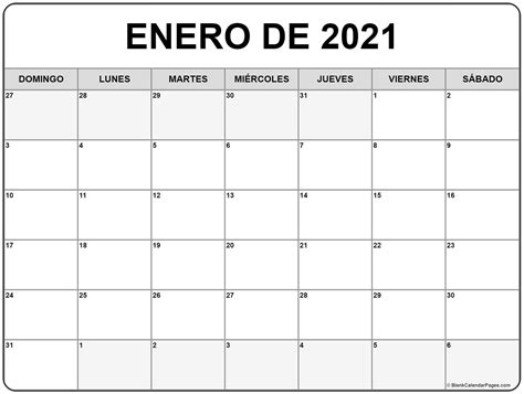Calendario Mes Enero 2021 Calendarios 2021 Para Imprimir Minimalista