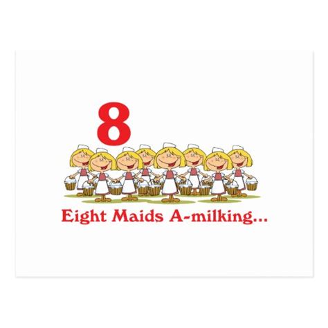 12 Days Eight Maids A Milking Postcard Zazzle