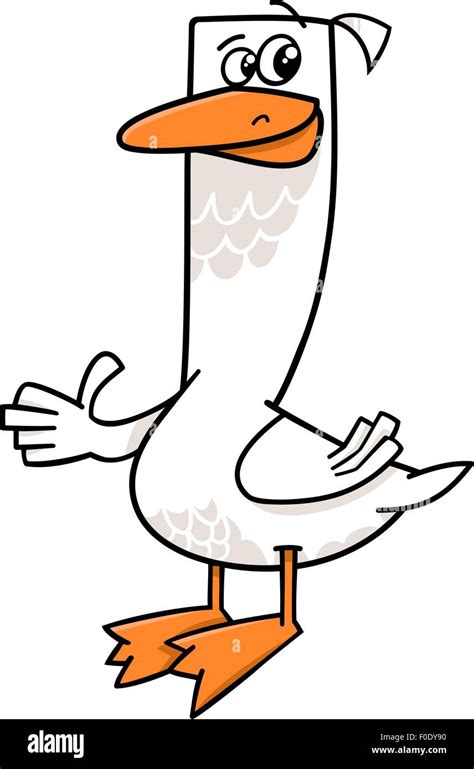 Cartoon Illustration Of Funny Goose Farm Bird Animal Character Stock