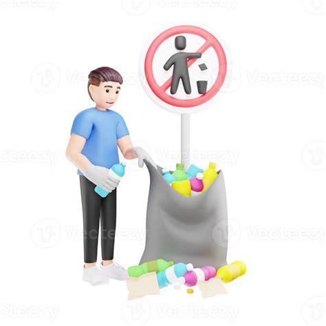 3D Character Urging to Keep Environment Clean and Free from Waste