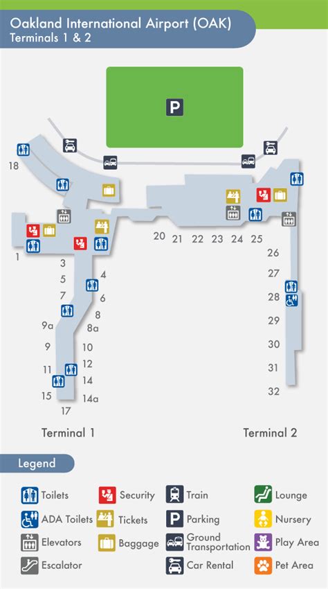 Oakland Airport Terminal Map United States Map