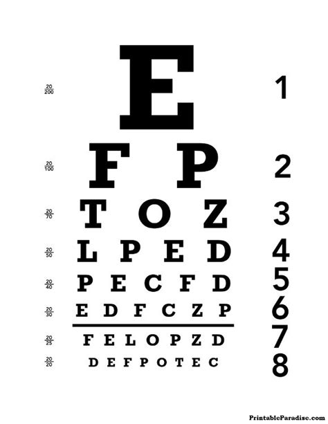 Printable Eye Chart Test Your Eyesight