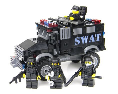 Deluxe Swat Truck Police Vehicle Made With Real Lego Bricks And