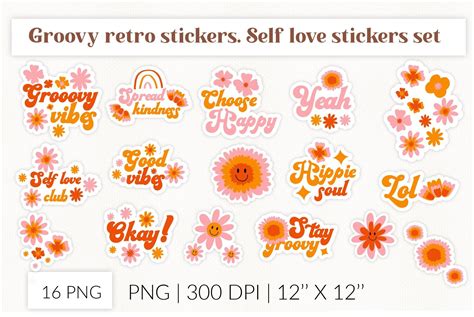 Groovy Stickers 70s Retro Stickers Graphic By Studiosvg · Creative Fabrica