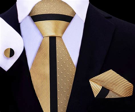 Wedding Adagio Tie Set Mens Ties Goldblack Twenty Dollar Tie In