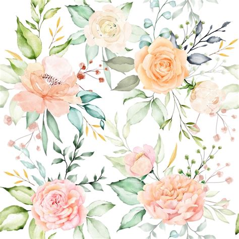 Premium Vector Watercolor Floral And Leaves Seamless Pattern