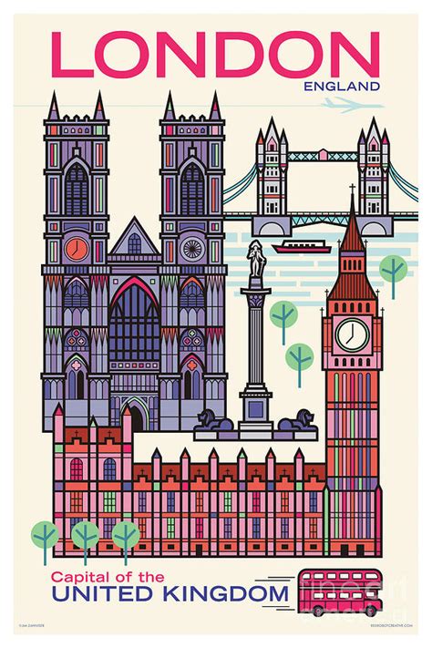 London Poster Retro Travel Digital Art By Jim Zahniser Fine Art America