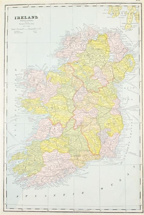 1887 Scotland And Ireland Cram Antique Map Scotland Ireland