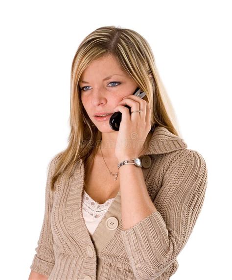 Young Blonde Woman Talking On Phone Frowning Royalty Free Stock