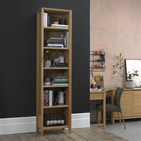 Bergen Oak Narrow Bookcase Living Room Furniture Bentley Designs Uk Ltd