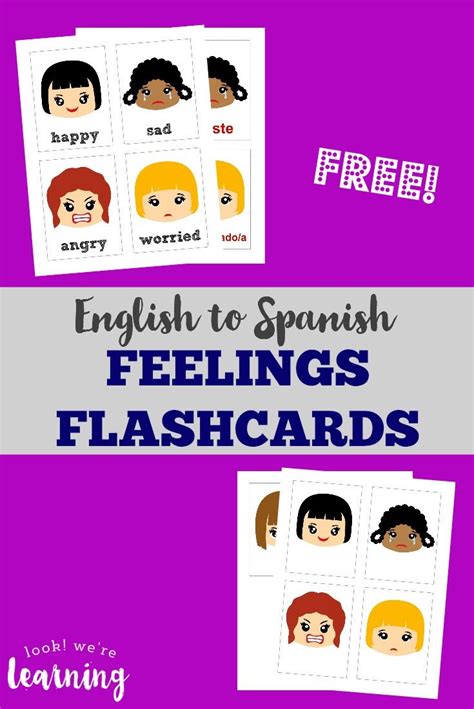 Printable Spanish Feelings Flashcards Look Were Learning