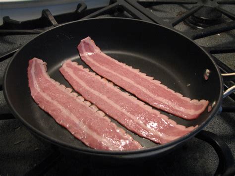 Turkey Bacon Cooking In Skillet Classic Dad