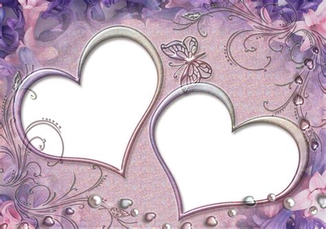 Purple Heart Frames Two Hearts Frames On Purple Background Theme