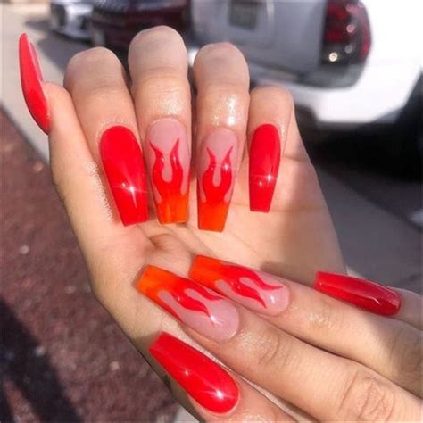 Galeri Padaherang Coffin Baddie Red Acrylic Nails Coffin Baddie Red