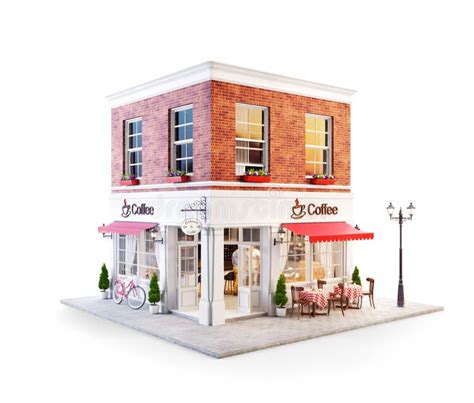 Unusual 3d Illustration Of A Cozy Cafe Stock Illustration