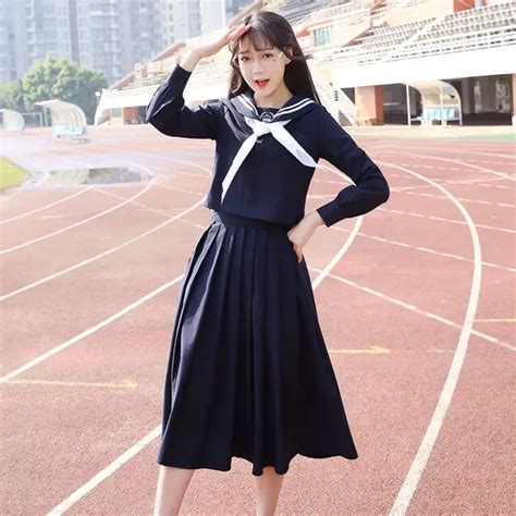2019 Spring Japanese School Uniforms For Girls Cotton Shirtlong Skirt