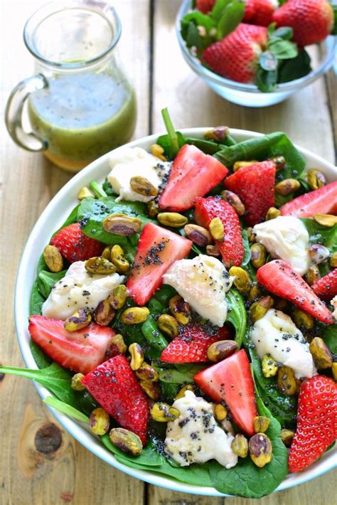 Strawberry Spinach Salad With Goat Cheese And Pistachios