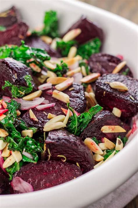 Roasted Beet Salad With Kale And Almonds The Mediterranean Dish