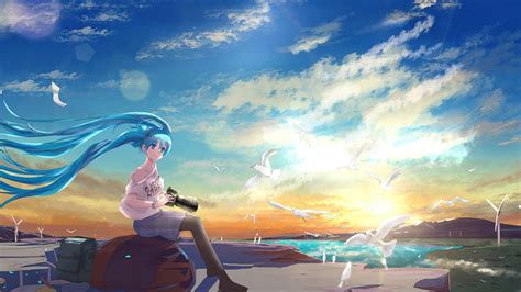 Hatsune Miku Vocaloid Sunset Wallpaper